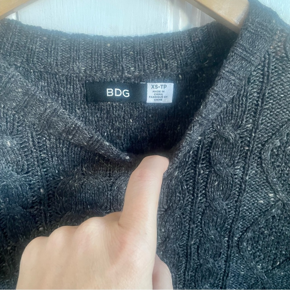 Elbow Patch Cable Knit Crew Sweater - image 3